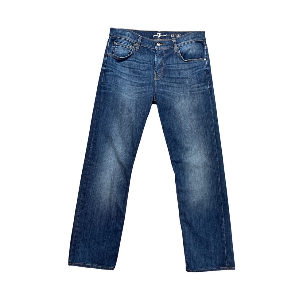 7 For All Mankind Jeans Mens 32 Blue Carsen Straight Stretch Cotton Medium Wash